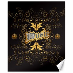 Music The Word With Wonderful Decorative Floral Elements In Gold Canvas 16  X 20  