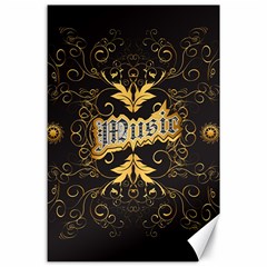 Music The Word With Wonderful Decorative Floral Elements In Gold Canvas 24  X 36  by FantasyWorld7