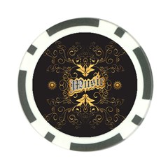 Music The Word With Wonderful Decorative Floral Elements In Gold Poker Chip Card Guards