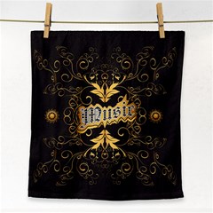 Music The Word With Wonderful Decorative Floral Elements In Gold Face Towel