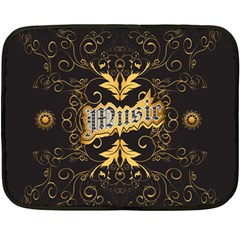 Music The Word With Wonderful Decorative Floral Elements In Gold Double Sided Fleece Blanket (mini) 