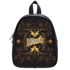 Music The Word With Wonderful Decorative Floral Elements In Gold School Bags (small)  by FantasyWorld7