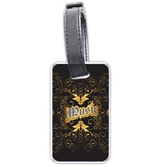 Music The Word With Wonderful Decorative Floral Elements In Gold Luggage Tags (one Side) 