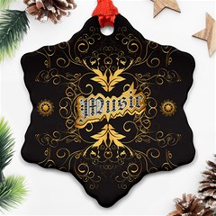 Music The Word With Wonderful Decorative Floral Elements In Gold Ornament (snowflake) 