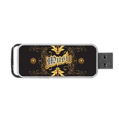 Music The Word With Wonderful Decorative Floral Elements In Gold Portable Usb Flash (one Side)