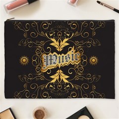 Music The Word With Wonderful Decorative Floral Elements In Gold Cosmetic Bag (xxxl) 