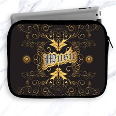 Music The Word With Wonderful Decorative Floral Elements In Gold Apple Ipad 2/3/4 Zipper Cases