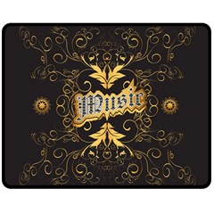 Music The Word With Wonderful Decorative Floral Elements In Gold Double Sided Fleece Blanket (medium) 