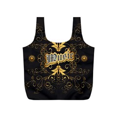 Music The Word With Wonderful Decorative Floral Elements In Gold Full Print Recycle Bags (s) 