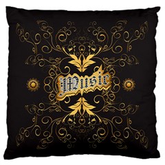 Music The Word With Wonderful Decorative Floral Elements In Gold Large Flano Cushion Cases (one Side) 