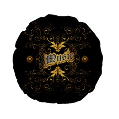 Music The Word With Wonderful Decorative Floral Elements In Gold Standard 15  Premium Flano Round Cushions