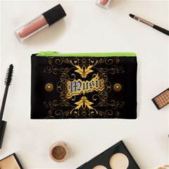 Music The Word With Wonderful Decorative Floral Elements In Gold Cosmetic Bag (xs)