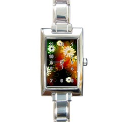 Awesome Flowers In Glowing Lights Rectangle Italian Charm Watches