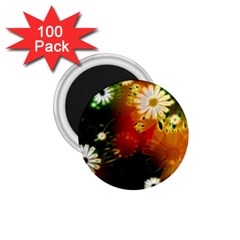 Awesome Flowers In Glowing Lights 1 75  Magnets (100 Pack) 