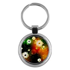 Awesome Flowers In Glowing Lights Key Chains (round)  by FantasyWorld7