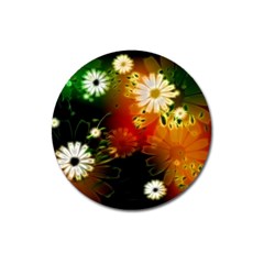 Awesome Flowers In Glowing Lights Magnet 3  (round) by FantasyWorld7