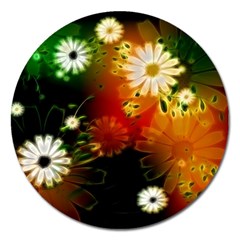 Awesome Flowers In Glowing Lights Magnet 5  (round)