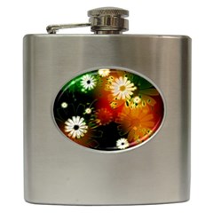 Awesome Flowers In Glowing Lights Hip Flask (6 Oz)