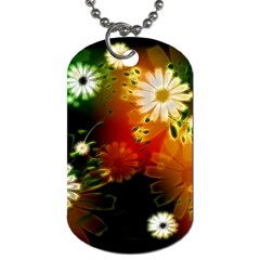 Awesome Flowers In Glowing Lights Dog Tag (two Sides)