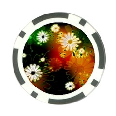 Awesome Flowers In Glowing Lights Poker Chip Card Guards