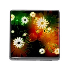 Awesome Flowers In Glowing Lights Memory Card Reader (square)