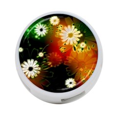 Awesome Flowers In Glowing Lights 4-port Usb Hub (one Side)