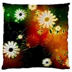 Awesome Flowers In Glowing Lights Large Cushion Cases (two Sides) 