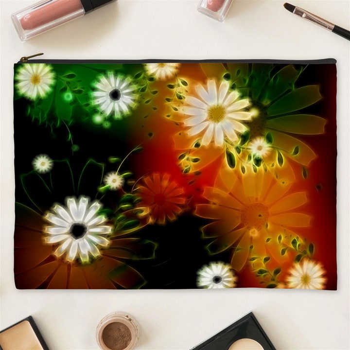 Awesome Flowers In Glowing Lights Cosmetic Bag (XXXL) 