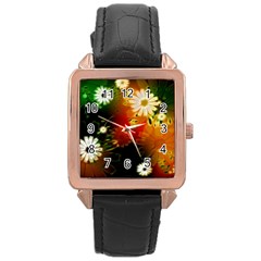 Awesome Flowers In Glowing Lights Rose Gold Watches