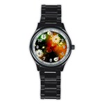 Awesome Flowers In Glowing Lights Stainless Steel Round Watches Front