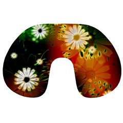 Awesome Flowers In Glowing Lights Travel Neck Pillows