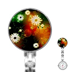 Awesome Flowers In Glowing Lights Stainless Steel Nurses Watches