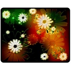 Awesome Flowers In Glowing Lights Double Sided Fleece Blanket (medium) 