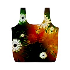 Awesome Flowers In Glowing Lights Full Print Recycle Bags (m) 