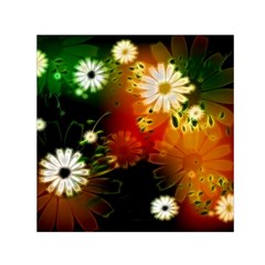 Awesome Flowers In Glowing Lights Small Satin Scarf (square) 