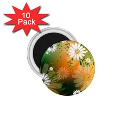 Beautiful Flowers With Leaves On Soft Background 1 75  Magnets (10 Pack) 