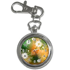 Beautiful Flowers With Leaves On Soft Background Key Chain Watches