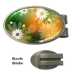 Beautiful Flowers With Leaves On Soft Background Money Clips (oval) 