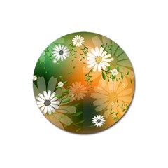 Beautiful Flowers With Leaves On Soft Background Magnet 3  (round) by FantasyWorld7