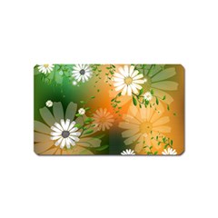 Beautiful Flowers With Leaves On Soft Background Magnet (name Card)