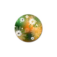 Beautiful Flowers With Leaves On Soft Background Golf Ball Marker