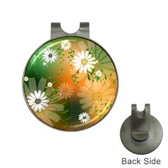 Beautiful Flowers With Leaves On Soft Background Hat Clips With Golf Markers