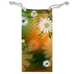 Beautiful Flowers With Leaves On Soft Background Jewelry Bags