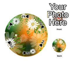 Beautiful Flowers With Leaves On Soft Background Playing Cards 54 (round)  by FantasyWorld7