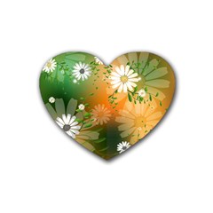 Beautiful Flowers With Leaves On Soft Background Heart Coaster (4 Pack)  by FantasyWorld7