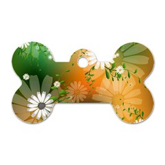 Beautiful Flowers With Leaves On Soft Background Dog Tag Bone (two Sides)