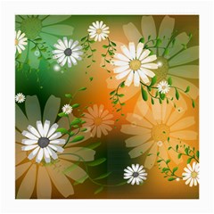 Beautiful Flowers With Leaves On Soft Background Medium Glasses Cloth