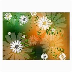 Beautiful Flowers With Leaves On Soft Background Large Glasses Cloth