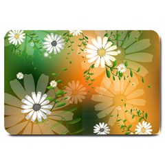 Beautiful Flowers With Leaves On Soft Background Large Doormat 