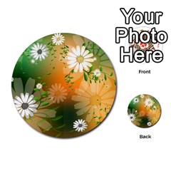 Beautiful Flowers With Leaves On Soft Background Multi-purpose Cards (round)  by FantasyWorld7